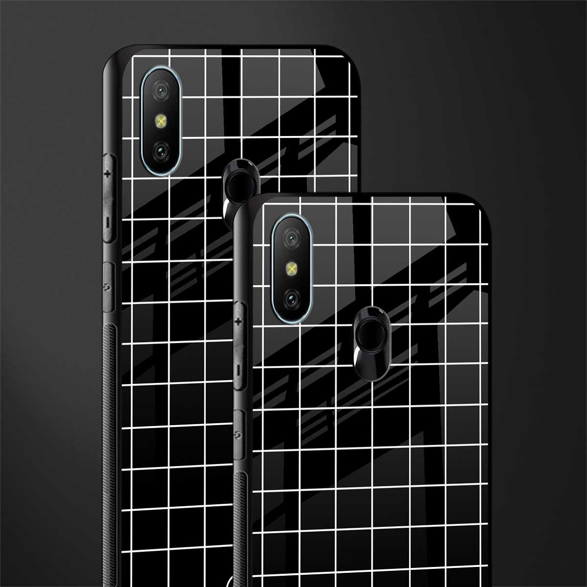 classic grid dark edition glass case for redmi 6 pro image-2
