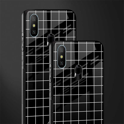 classic grid dark edition glass case for redmi 6 pro image-2