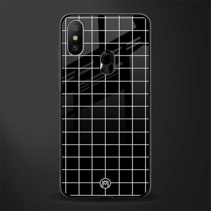 classic grid dark edition glass case for redmi 6 pro image