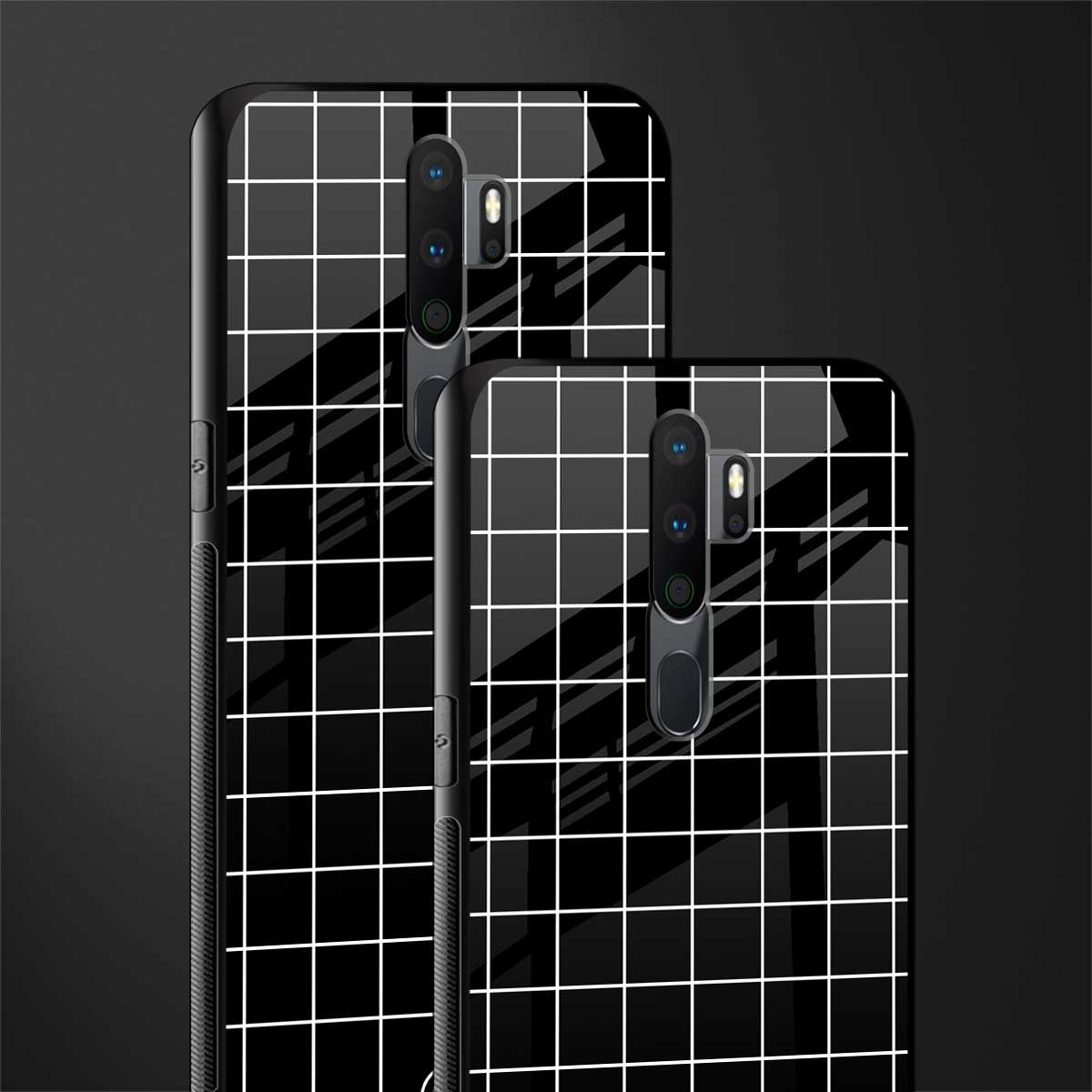 classic grid dark edition glass case for oppo a9 2020 image-2