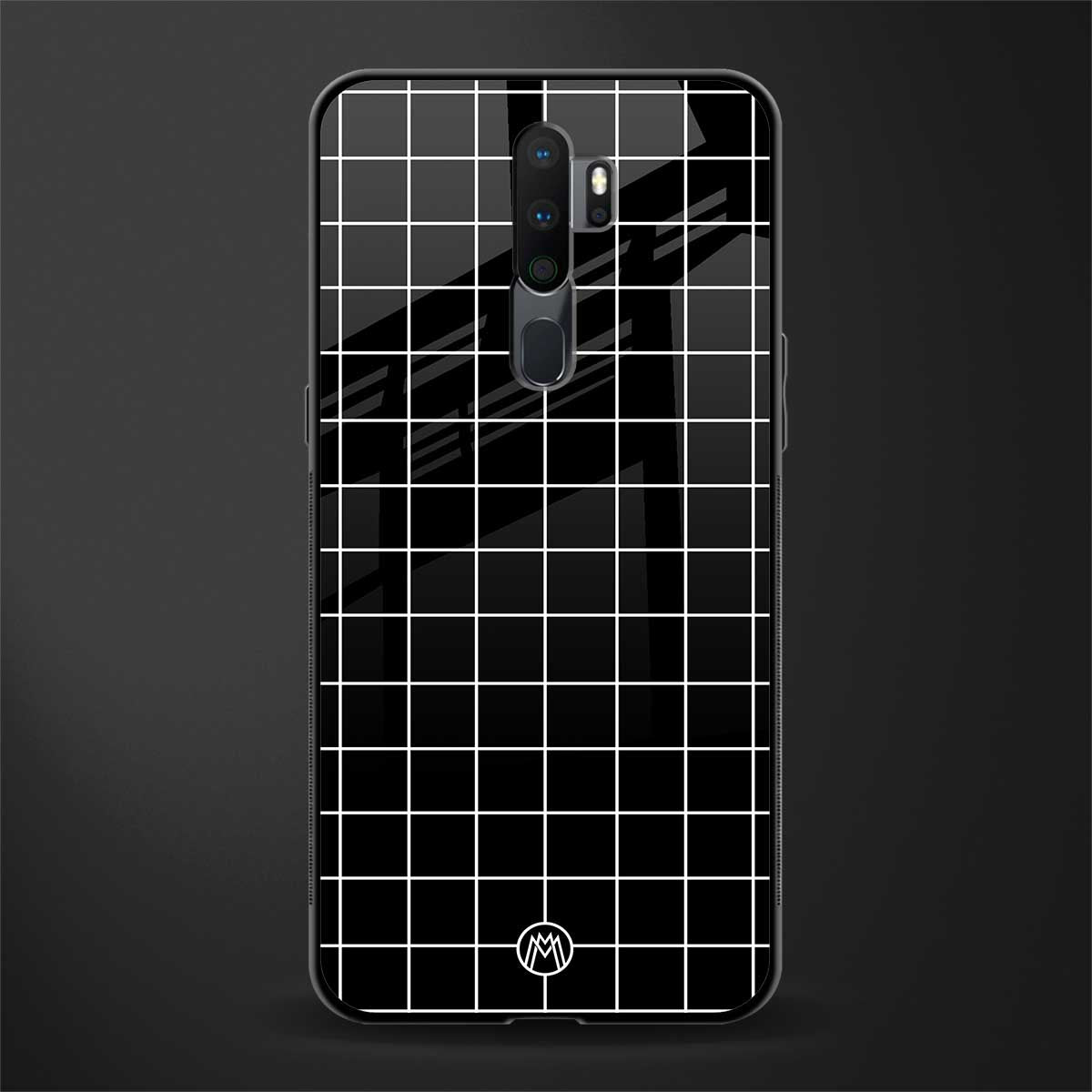 classic grid dark edition glass case for oppo a5 2020 image
