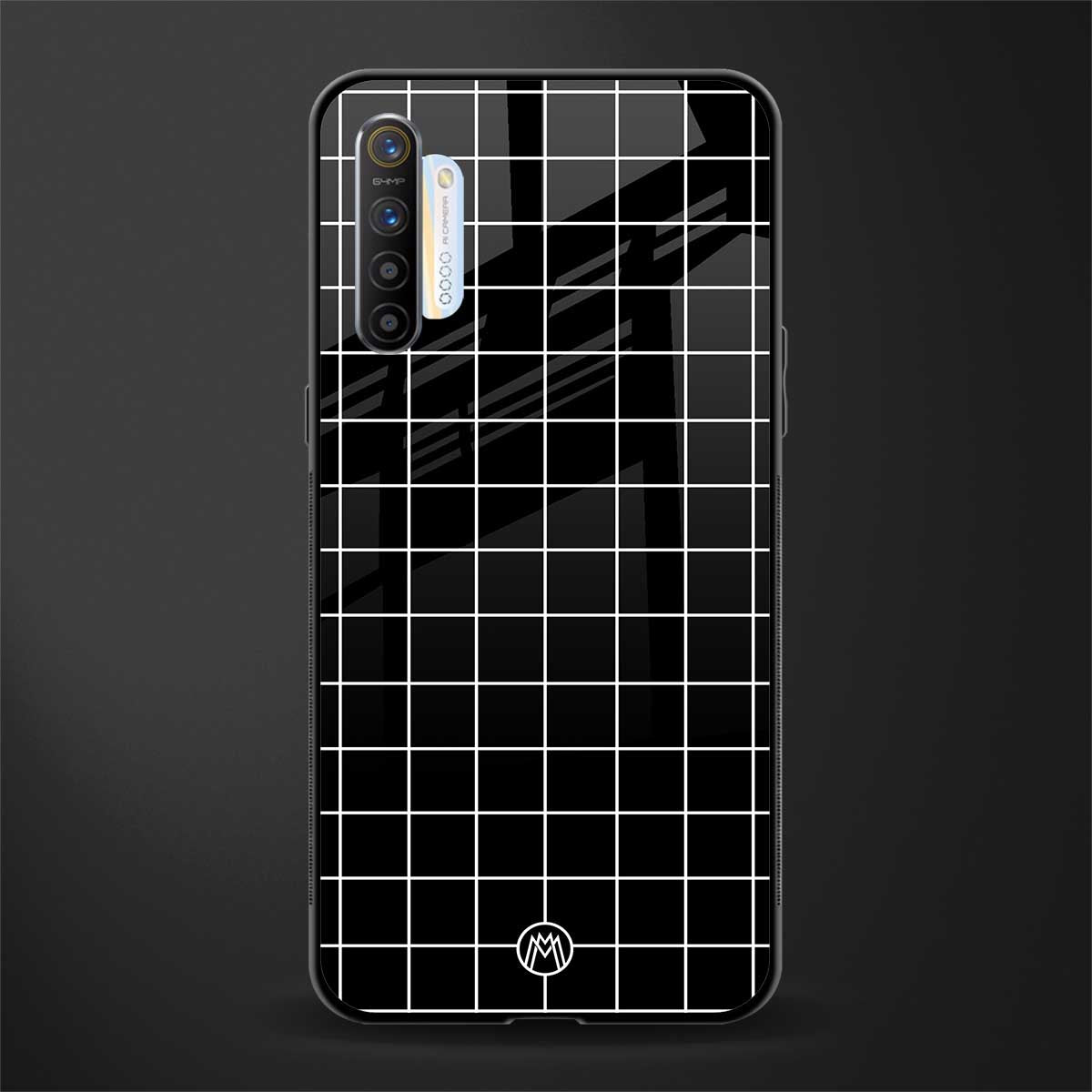 classic grid dark edition glass case for realme xt image
