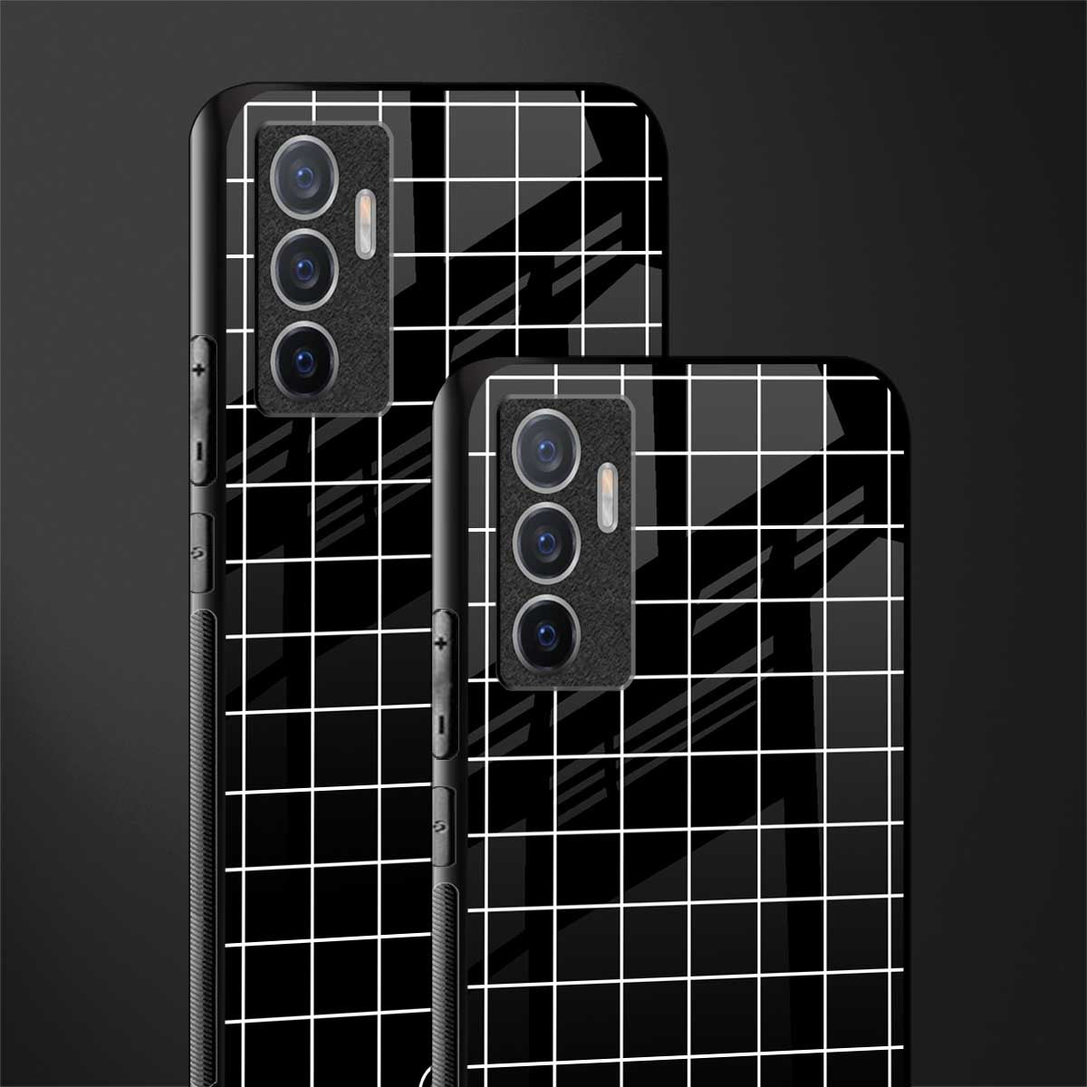 classic grid dark edition glass case for vivo v23e image-2