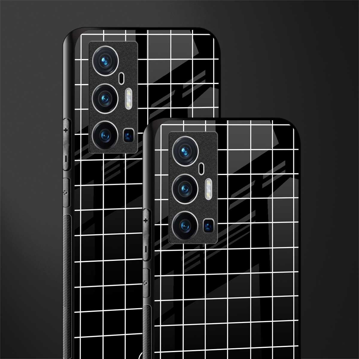 classic grid dark edition glass case for vivo x70 pro plus image-2