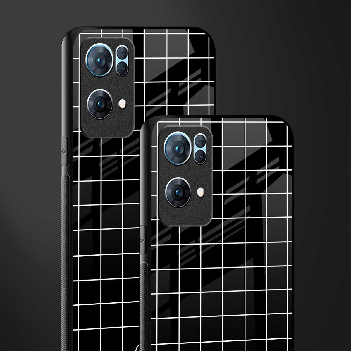 classic grid dark edition glass case for oppo reno7 pro 5g image-2