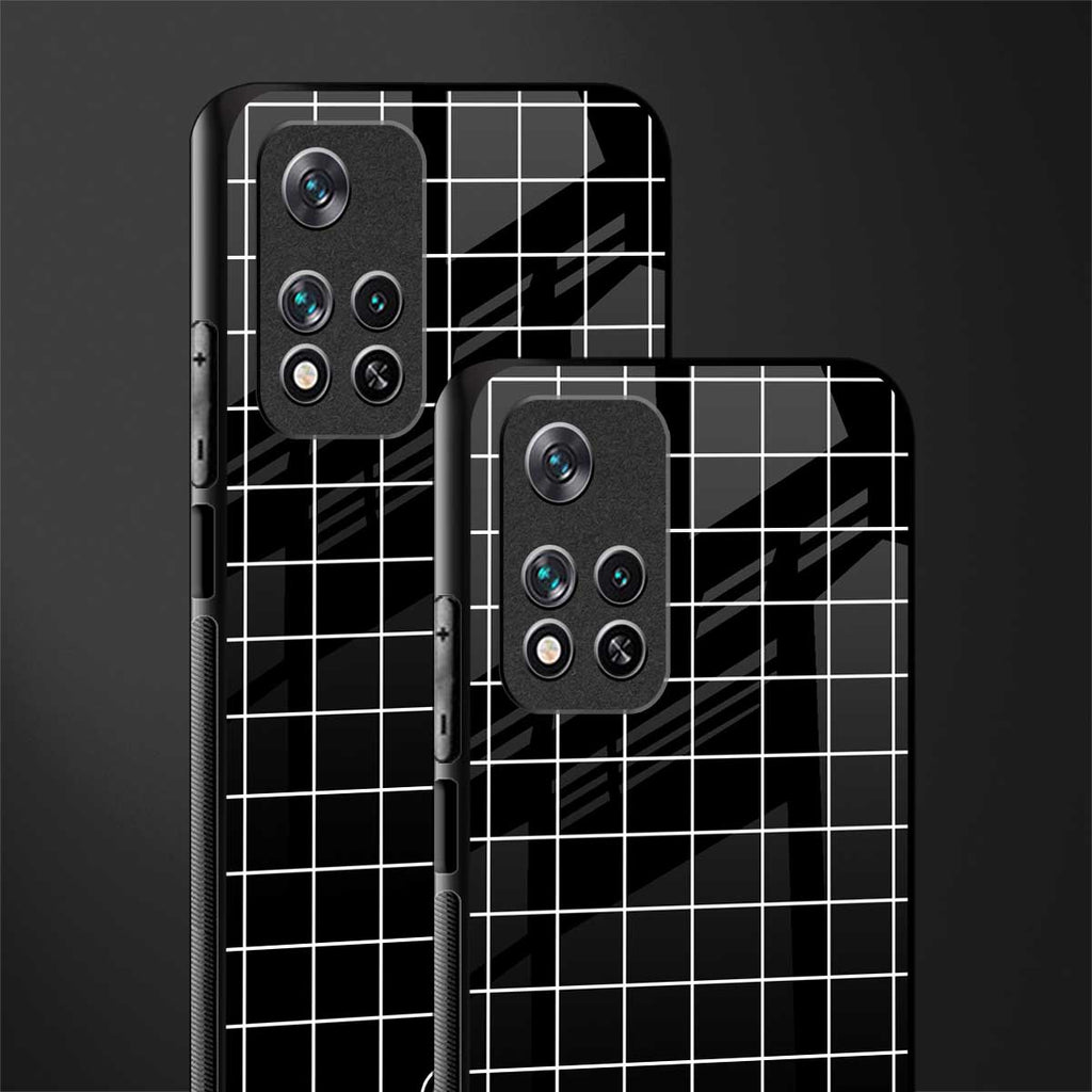 classic grid dark edition glass case for xiaomi 11i 5g image-2