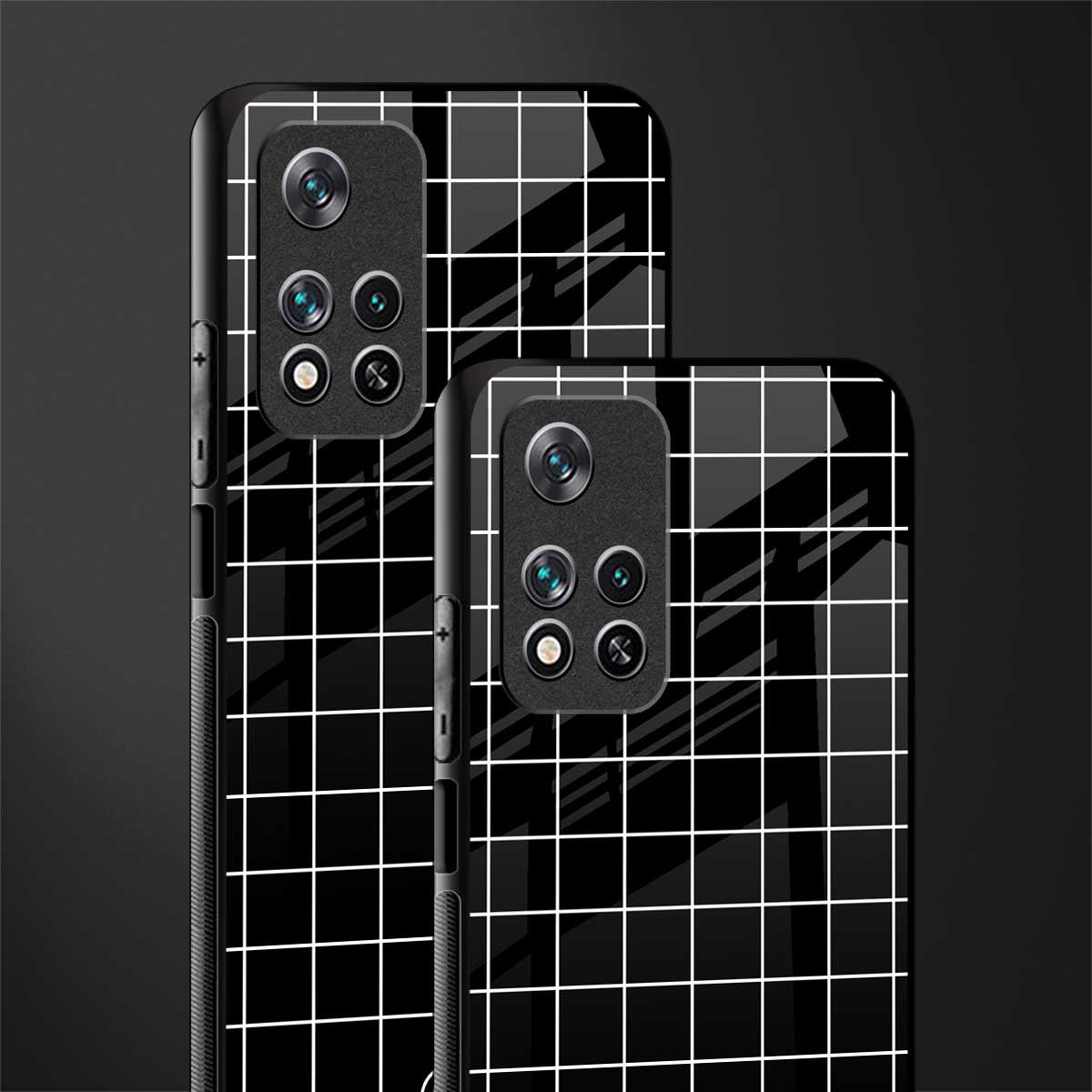 classic grid dark edition glass case for xiaomi 11i 5g image-2