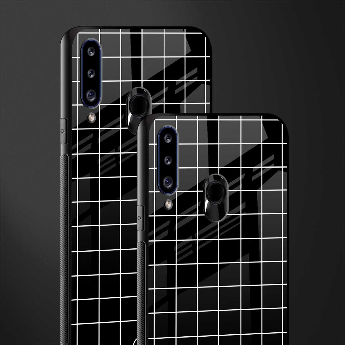 classic grid dark edition glass case for samsung galaxy a20s image-2