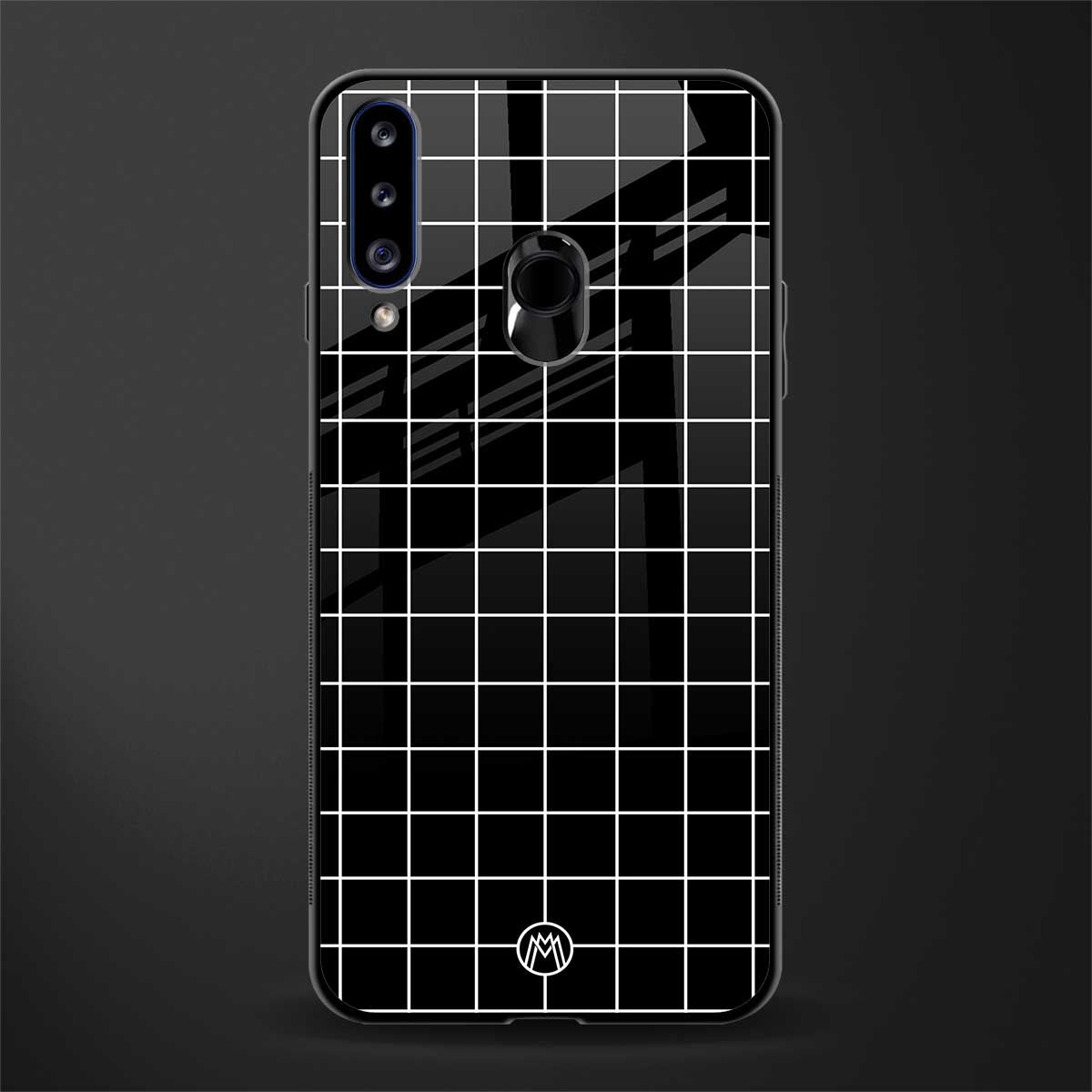 classic grid dark edition glass case for samsung galaxy a20s image