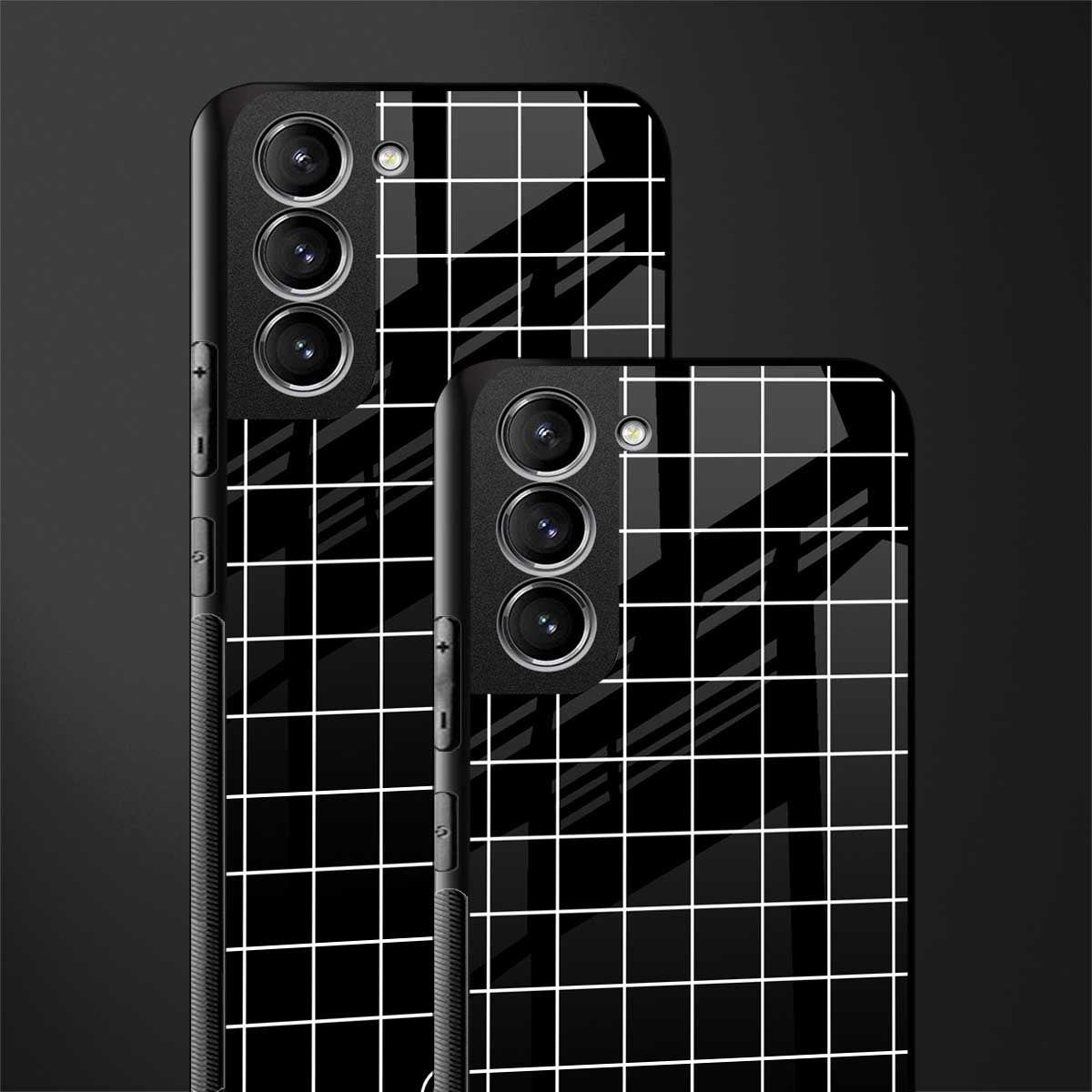 classic grid dark edition glass case for samsung galaxy s21 plus image-2
