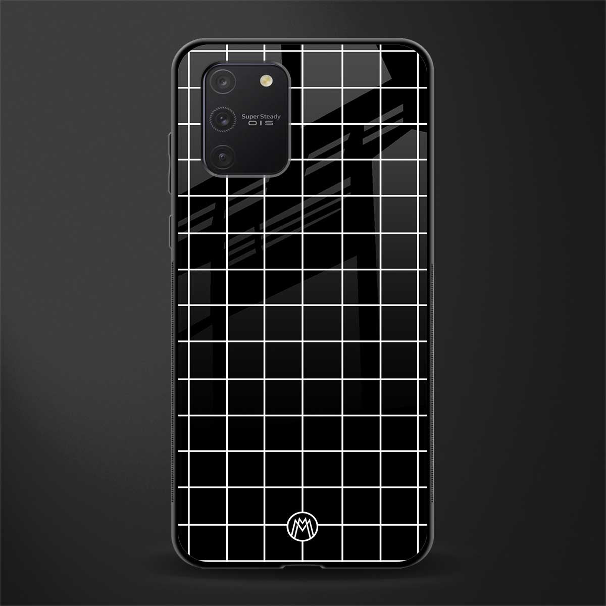 classic grid dark edition glass case for samsung galaxy a91 image