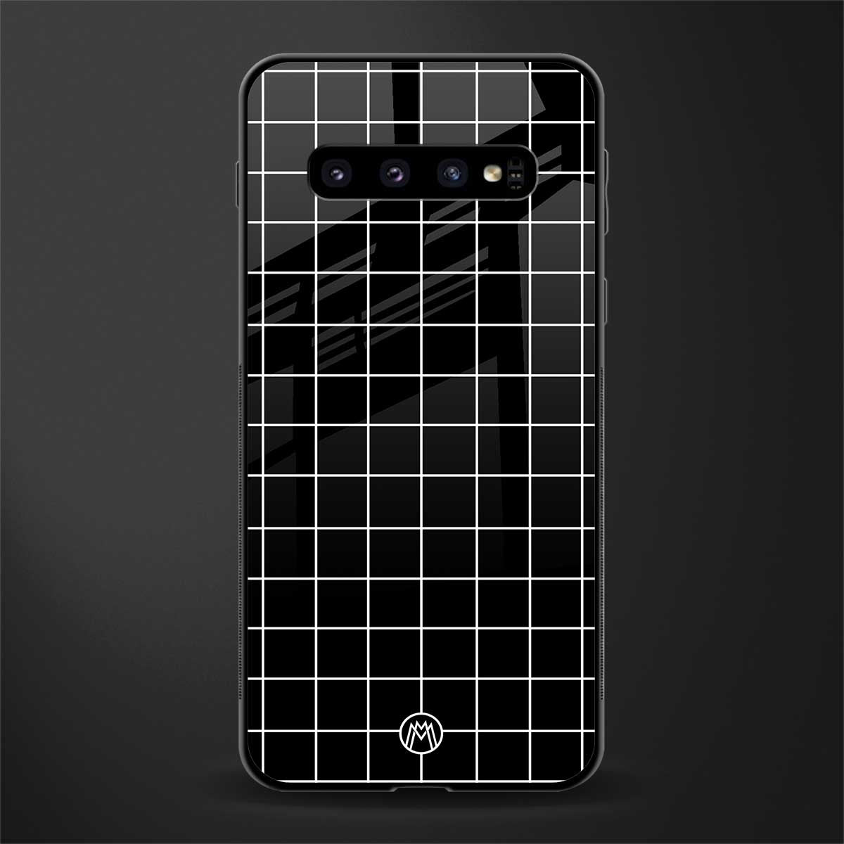 classic grid dark edition glass case for samsung galaxy s10 image