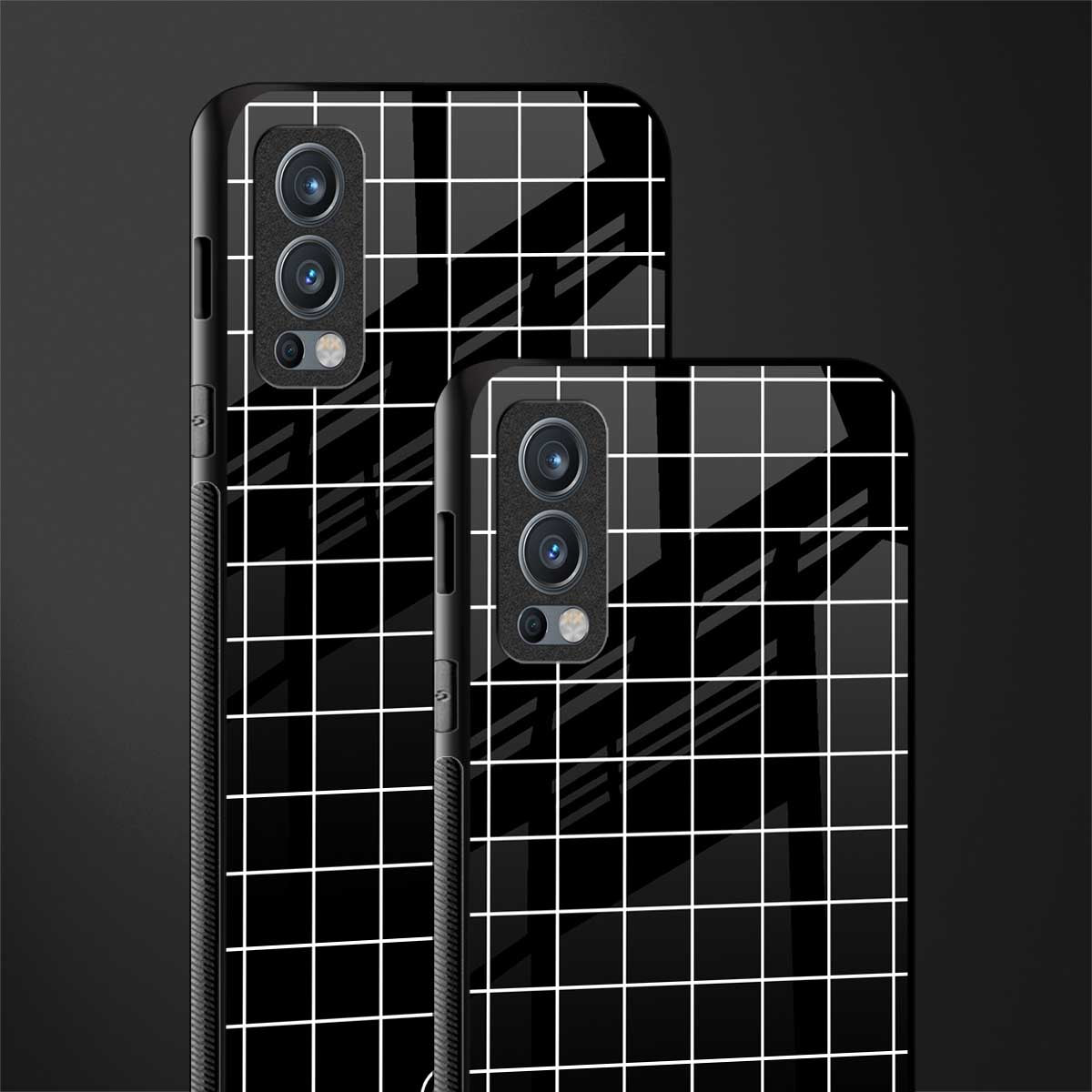 classic grid dark edition glass case for oneplus nord 2 5g image-2