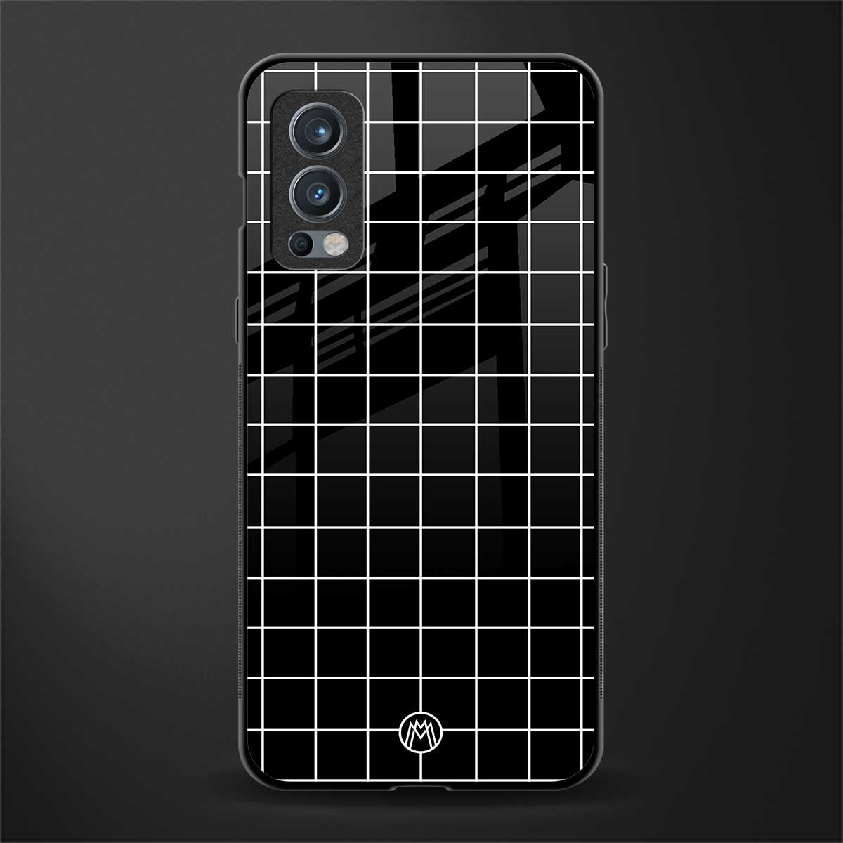 classic grid dark edition glass case for oneplus nord 2 5g image