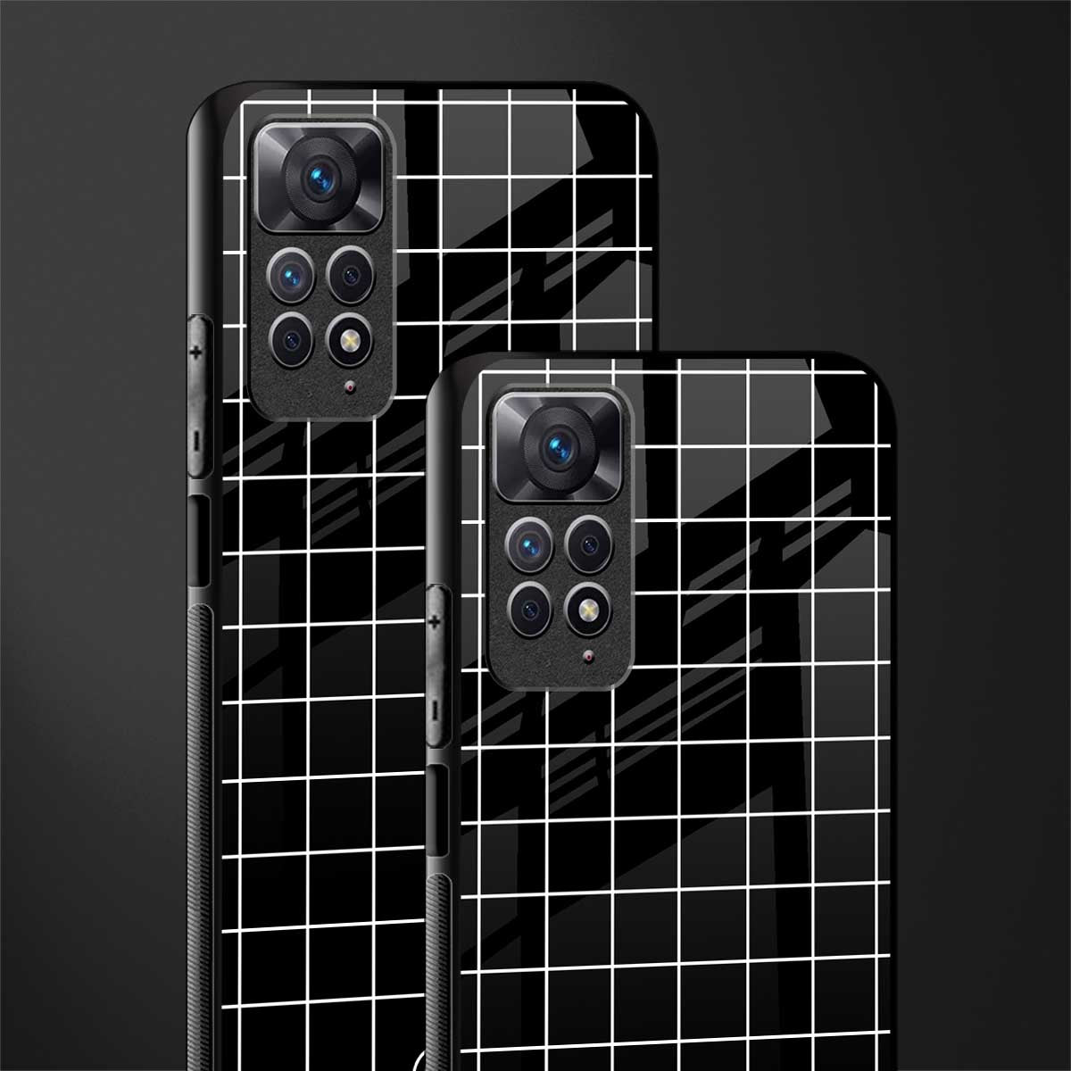 classic grid dark edition glass case for redmi note 11s image-2