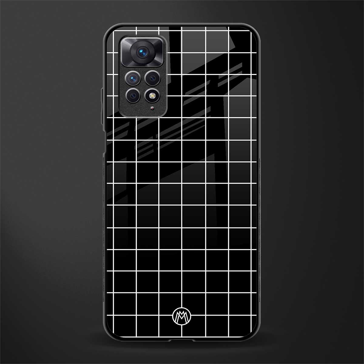classic grid dark edition glass case for redmi note 11 image