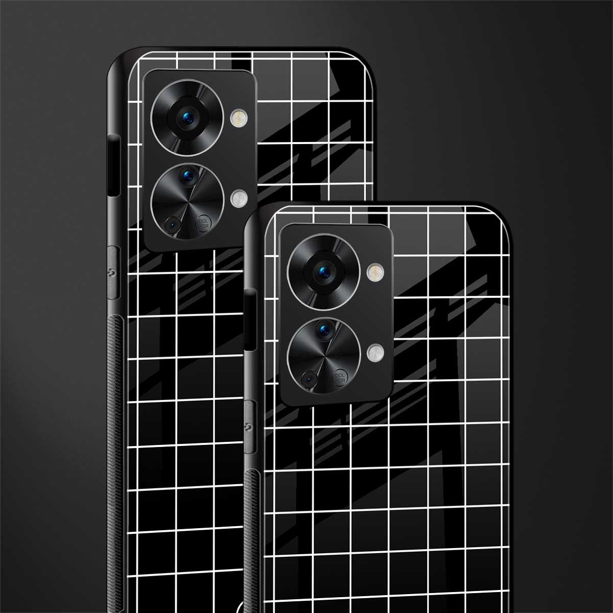 classic grid dark edition glass case for phone case | glass case for oneplus nord 2t 5g