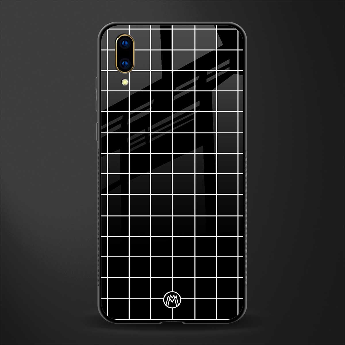 classic grid dark edition glass case for vivo v11 pro image
