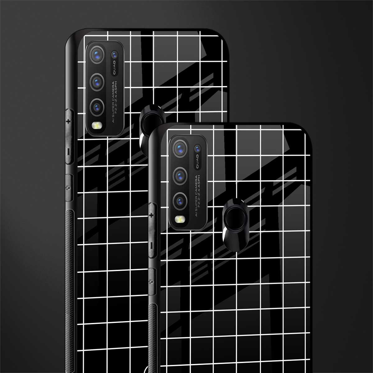 classic grid dark edition glass case for vivo y50 image-2