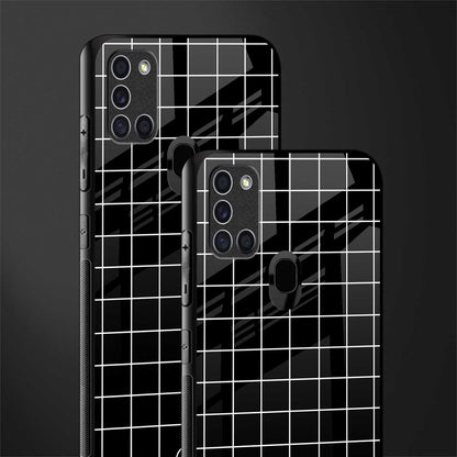 classic grid dark edition glass case for samsung galaxy a21s image-2
