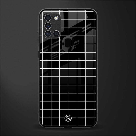 classic grid dark edition glass case for samsung galaxy a21s image