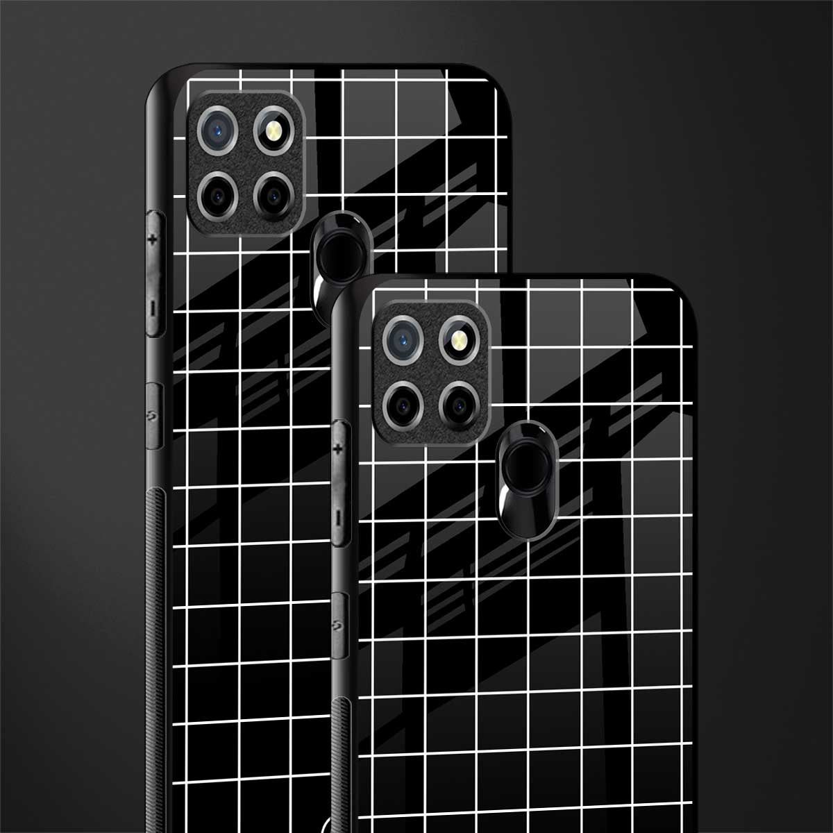 classic grid dark edition glass case for realme narzo 30a image-2