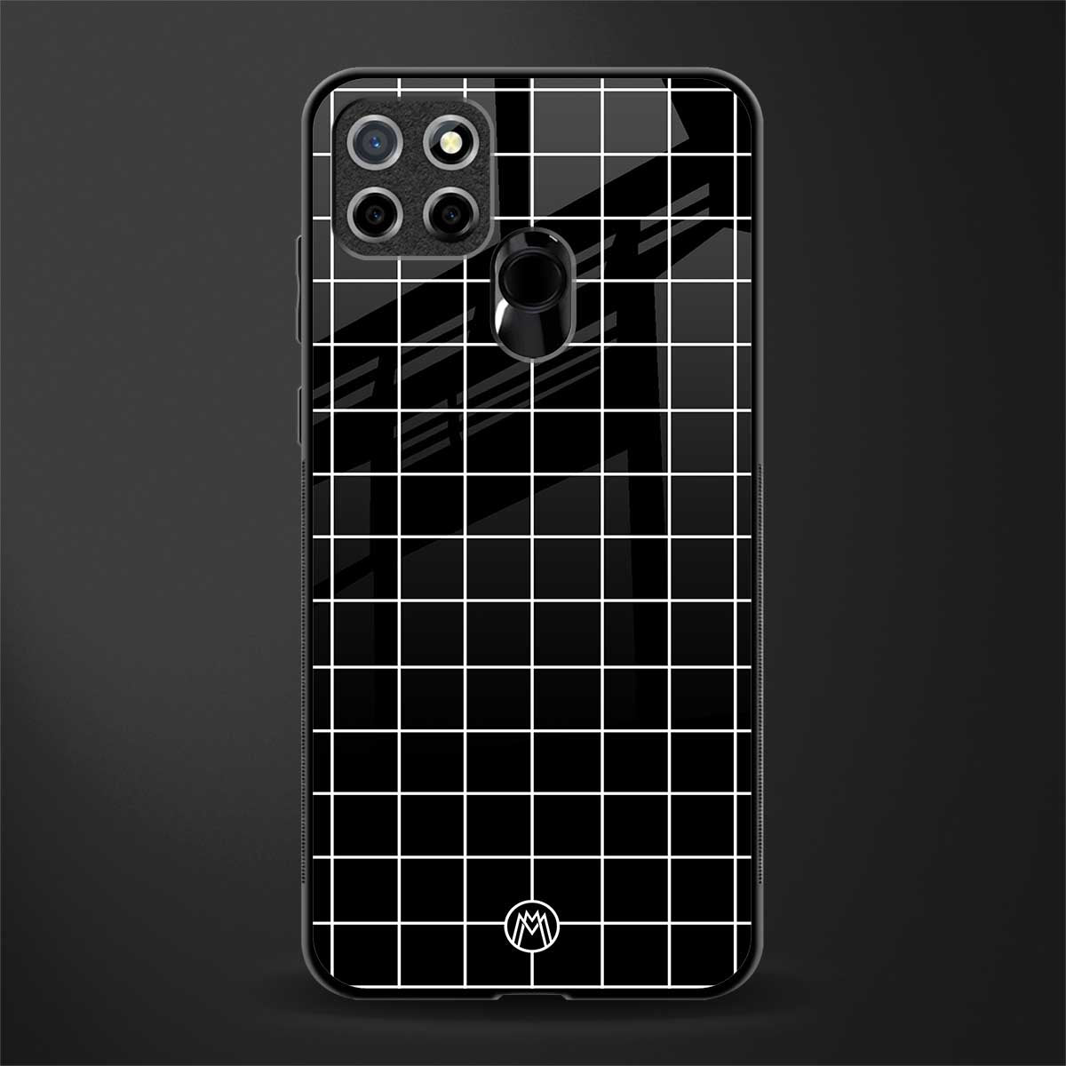classic grid dark edition glass case for realme narzo 30a image