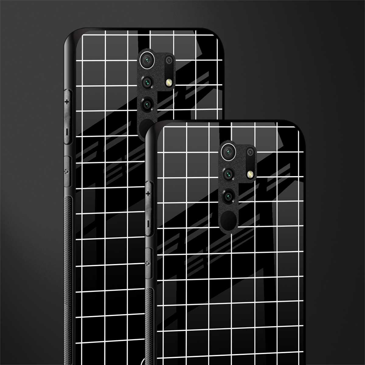 classic grid dark edition glass case for redmi 9 prime image-2