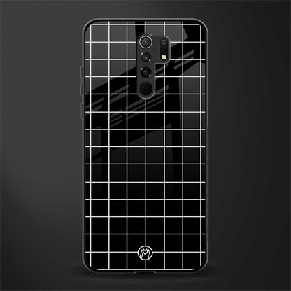 classic grid dark edition glass case for redmi 9 prime image