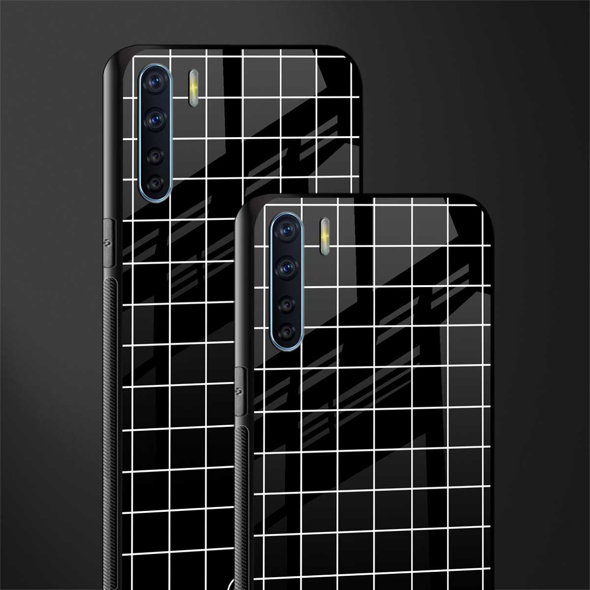 classic grid dark edition glass case for oppo f15 image-2