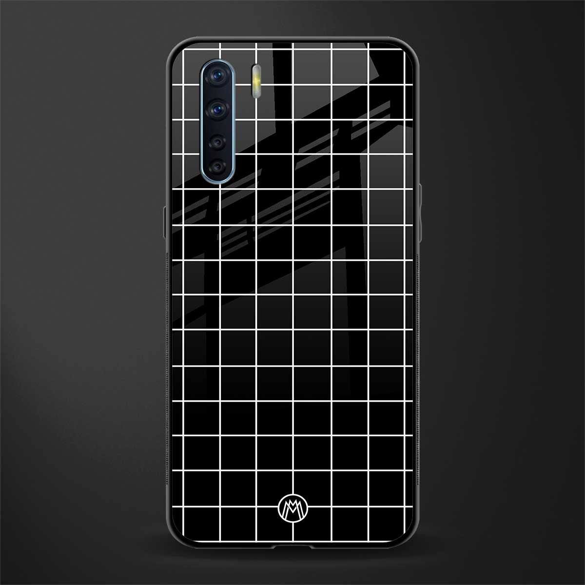 classic grid dark edition glass case for oppo f15 image