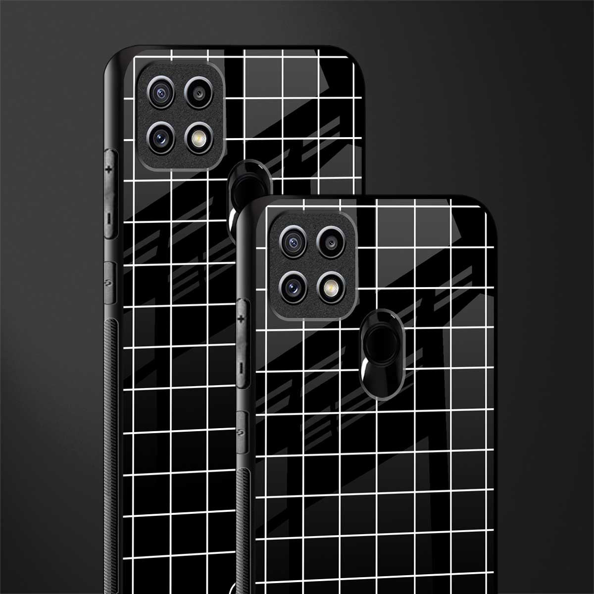 classic grid dark edition glass case for oppo a15s image-2