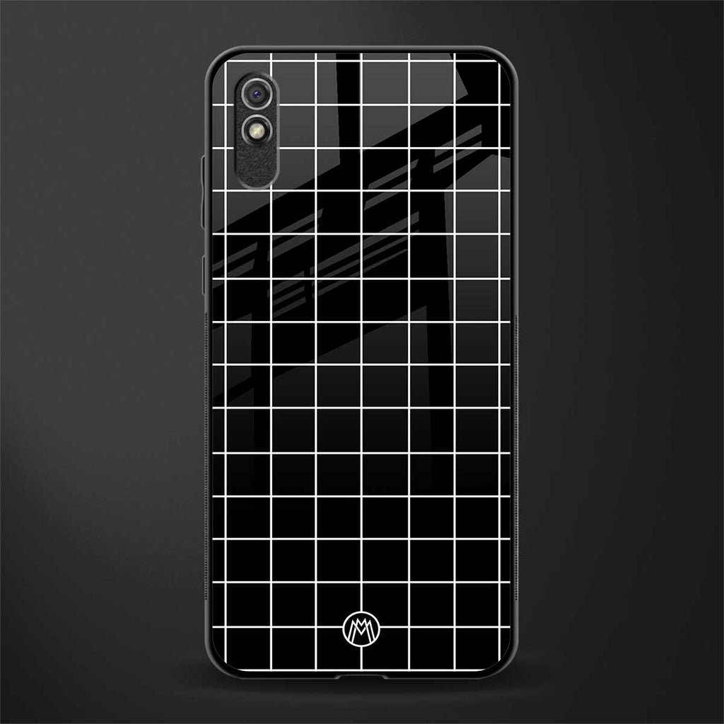classic grid dark edition glass case for redmi 9i image