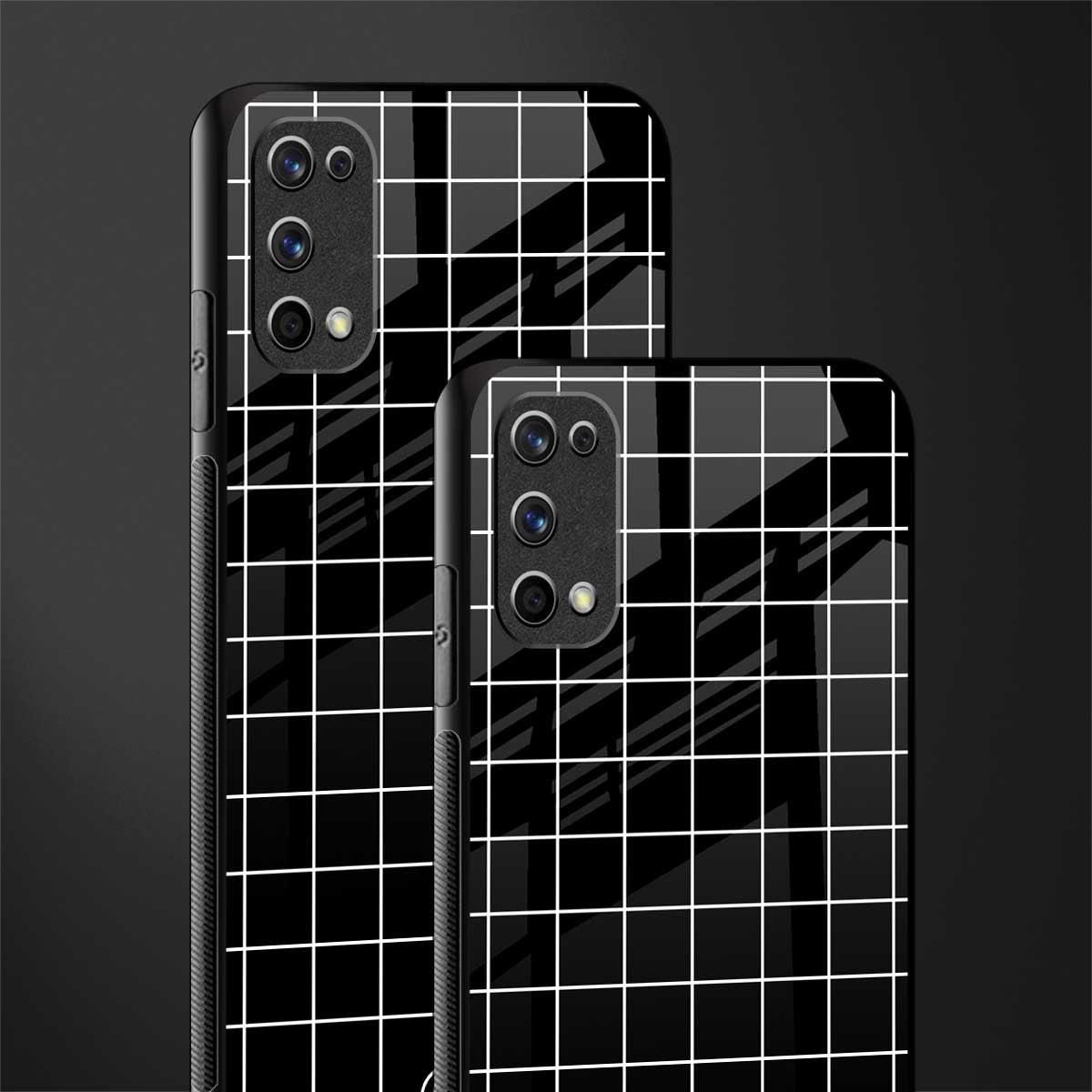 classic grid dark edition glass case for realme 7 pro image-2