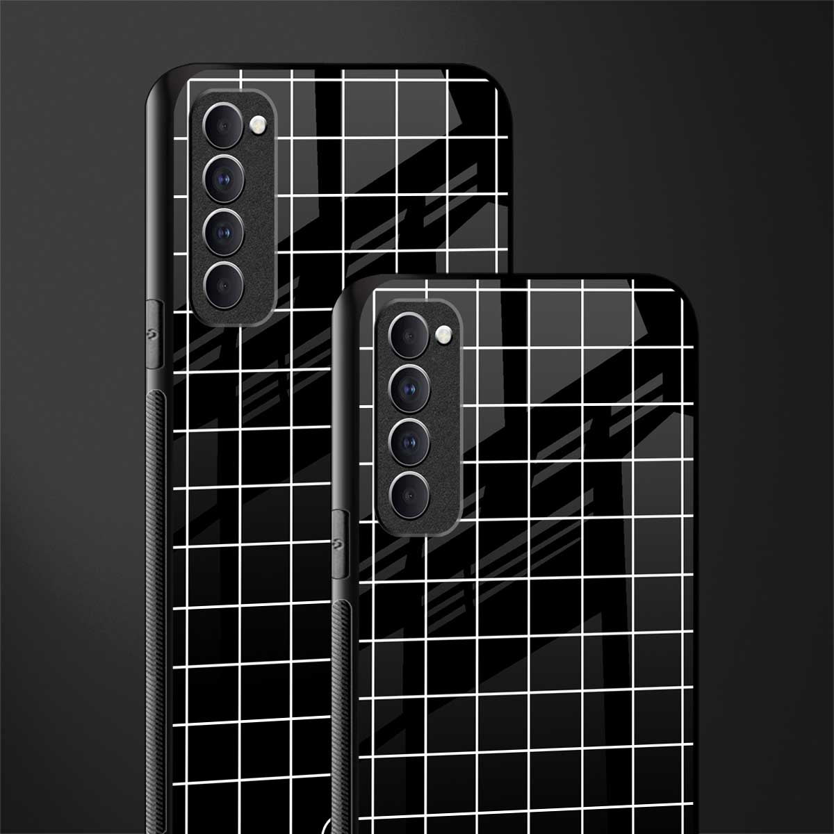 classic grid dark edition glass case for oppo reno 4 pro image-2