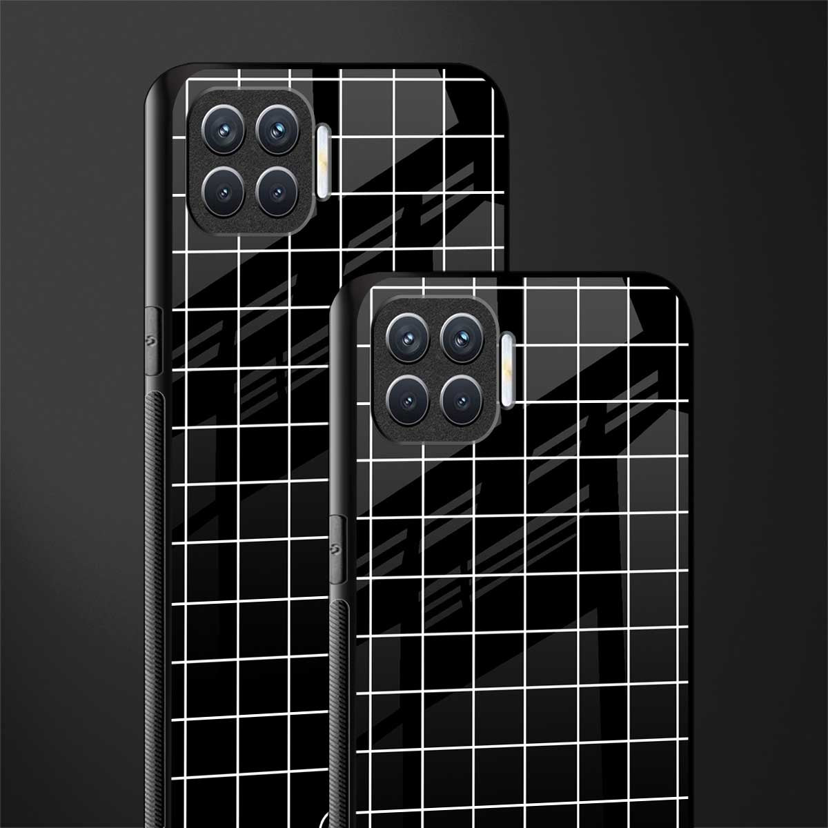 classic grid dark edition glass case for oppo f17 image-2