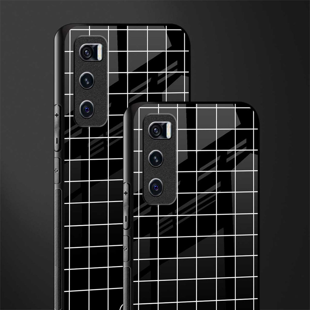 classic grid dark edition glass case for vivo v20 se image-2