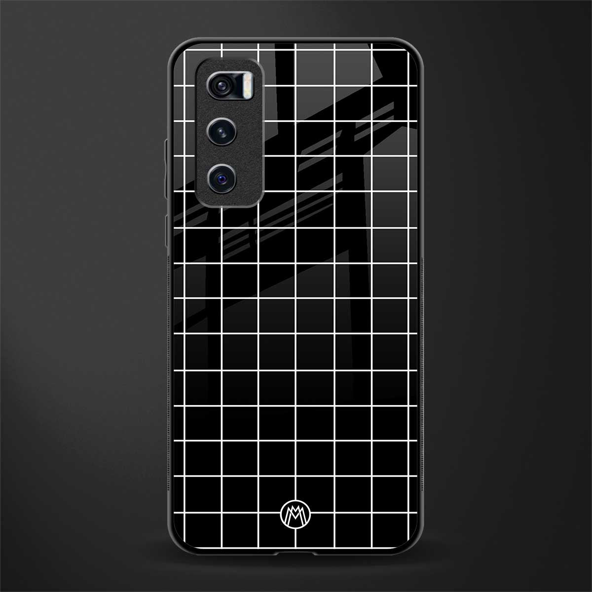 classic grid dark edition glass case for vivo v20 se image