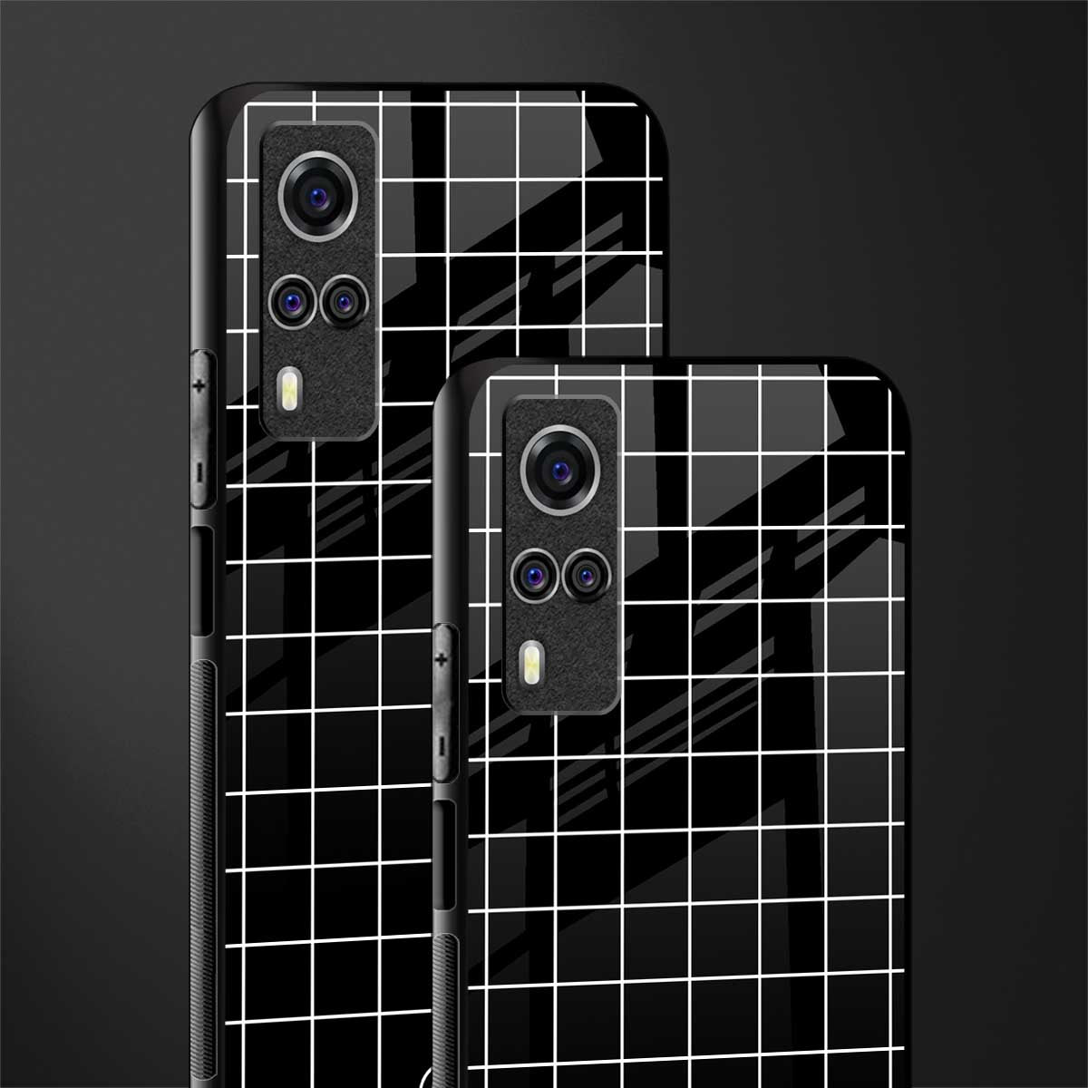 classic grid dark edition glass case for vivo y53s image-2