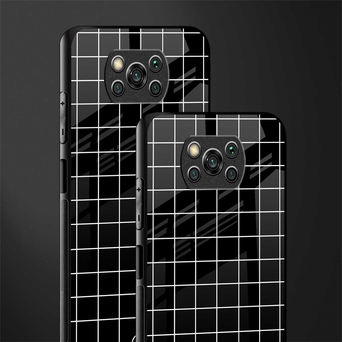 classic grid dark edition glass case for poco x3 pro image-2