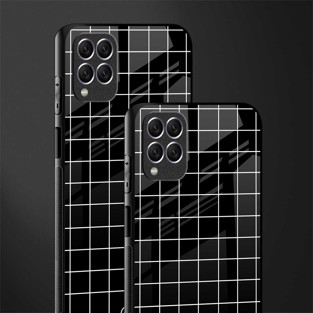 classic grid dark edition glass case for samsung galaxy f62 image-2