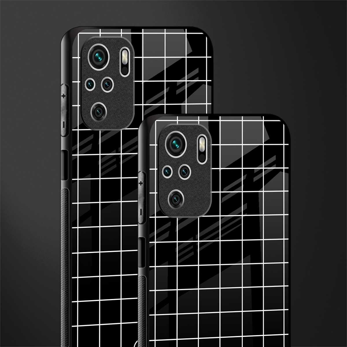 classic grid dark edition glass case for redmi note 10 image-2
