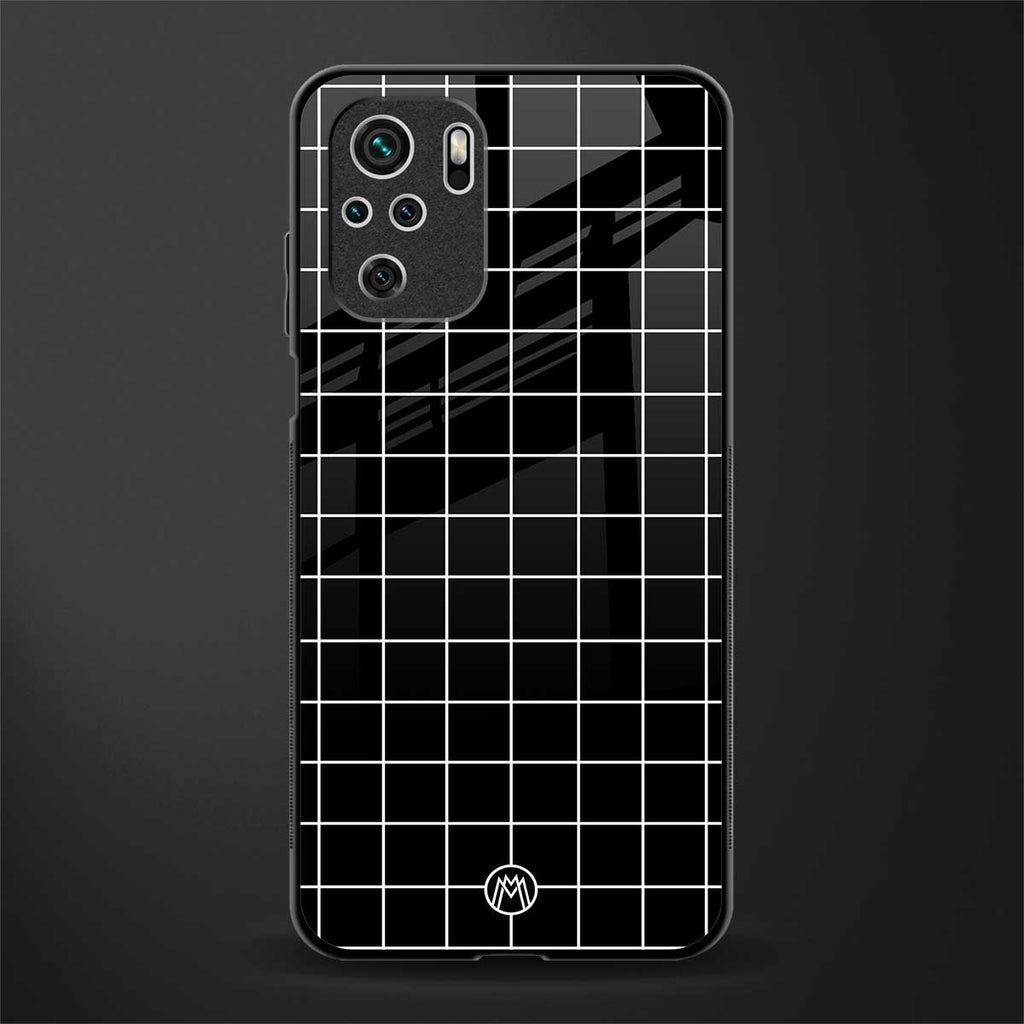 classic grid dark edition glass case for redmi note 10 image