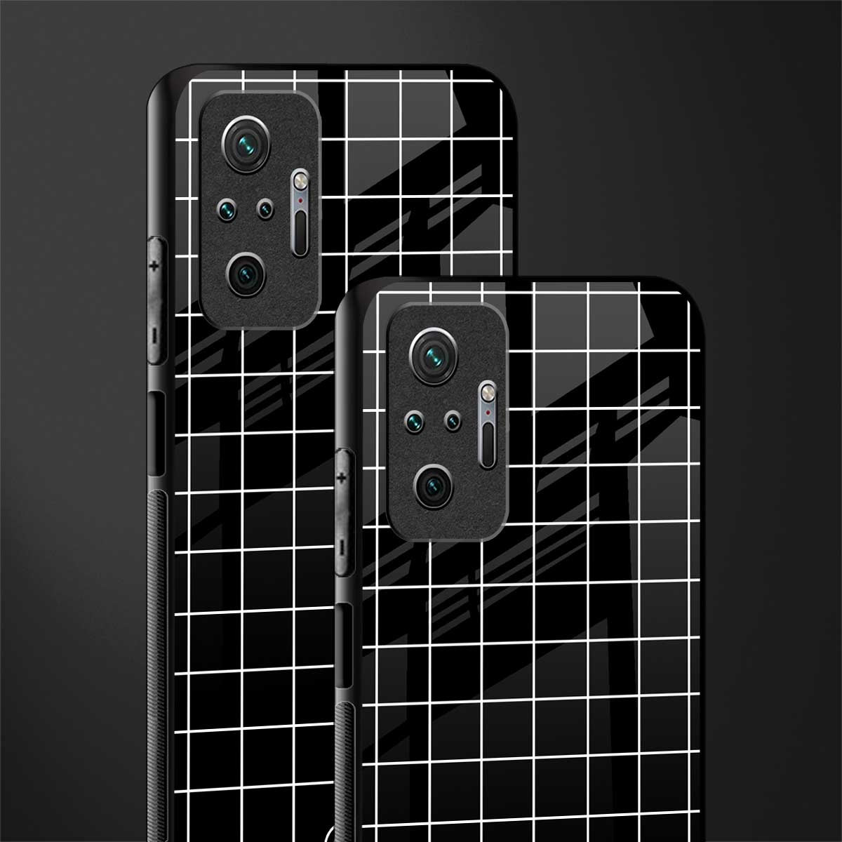 classic grid dark edition glass case for redmi note 10 pro image-2