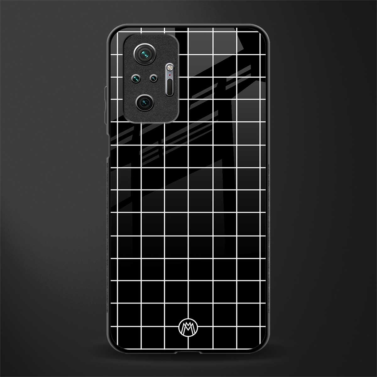 classic grid dark edition glass case for redmi note 10 pro image