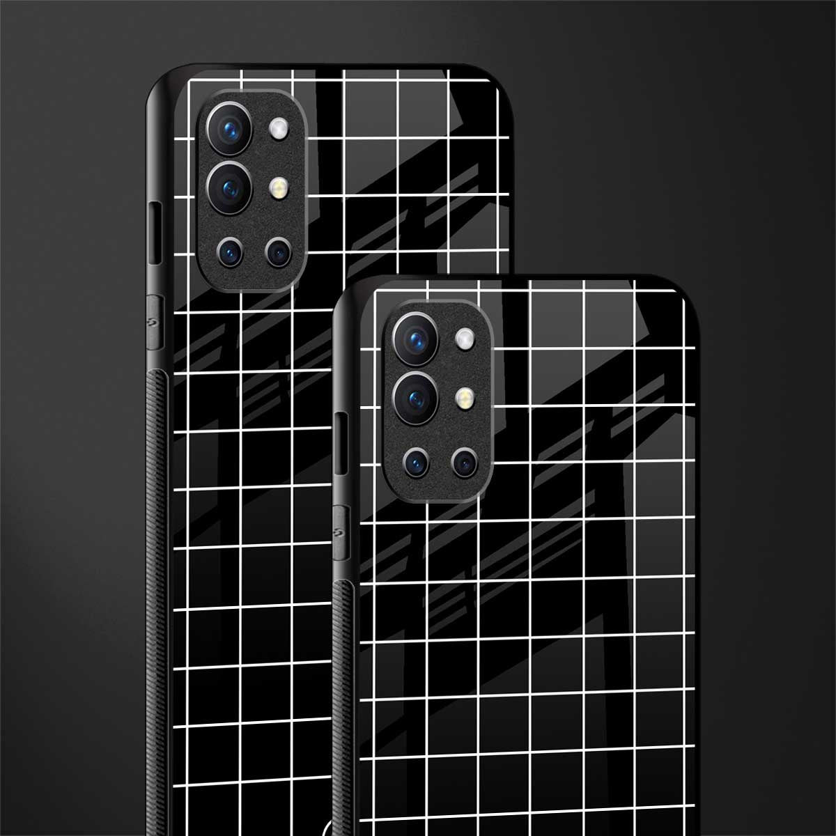 classic grid dark edition glass case for oneplus 9r image-2