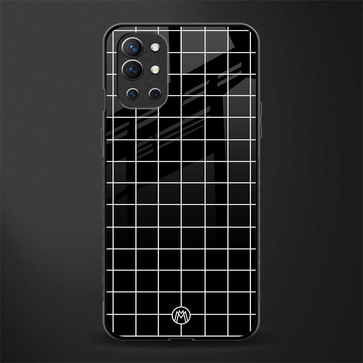 classic grid dark edition glass case for oneplus 9r image