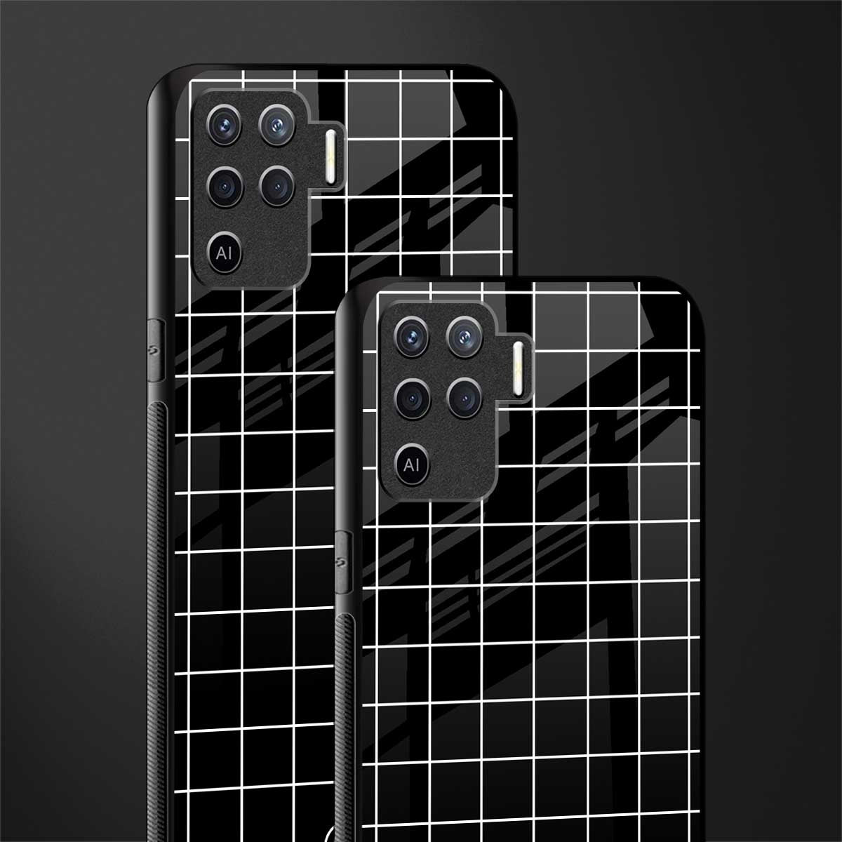 classic grid dark edition glass case for oppo f19 pro image-2