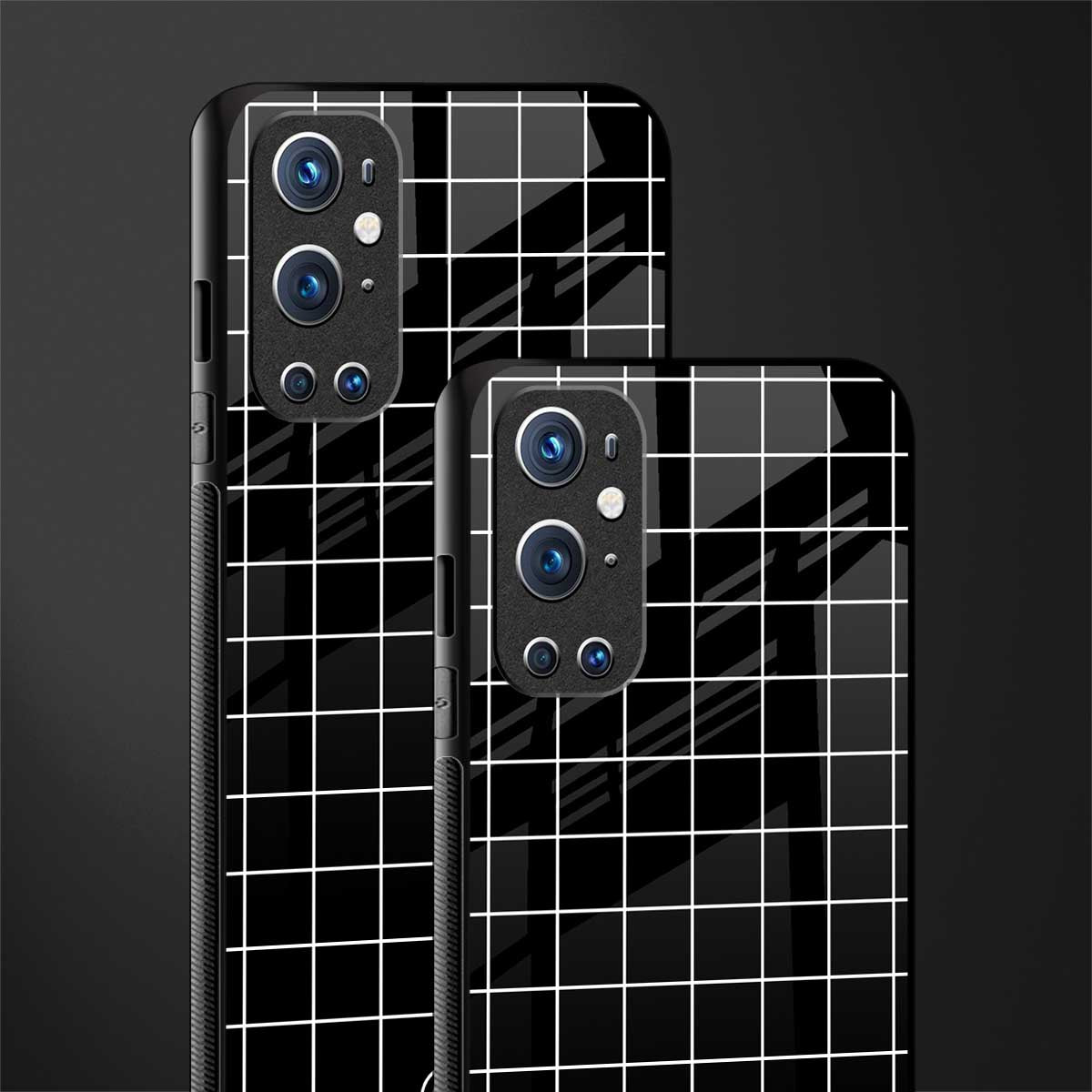 classic grid dark edition glass case for oneplus 9 pro image-2