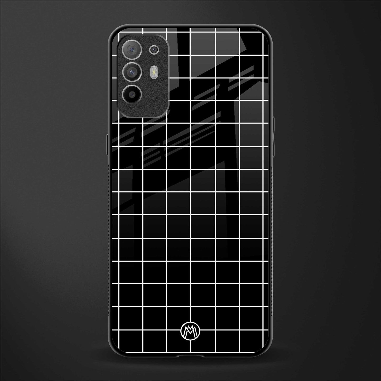 classic grid dark edition glass case for oppo f19 pro plus image